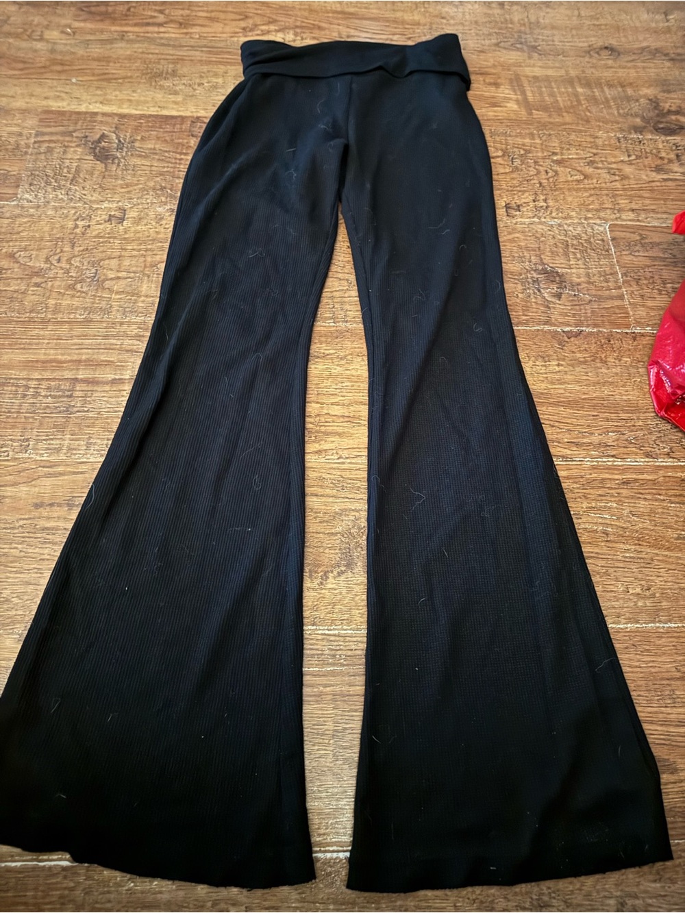 Black waffle weave flare athletic pants XS- S